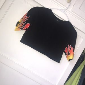 flame cropped shirt 🔥